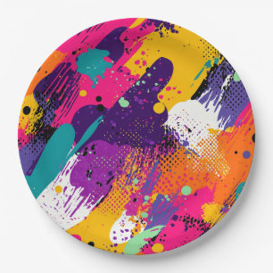 Abstract Colour Splash in Retro Comic Style (5) Paper Plate