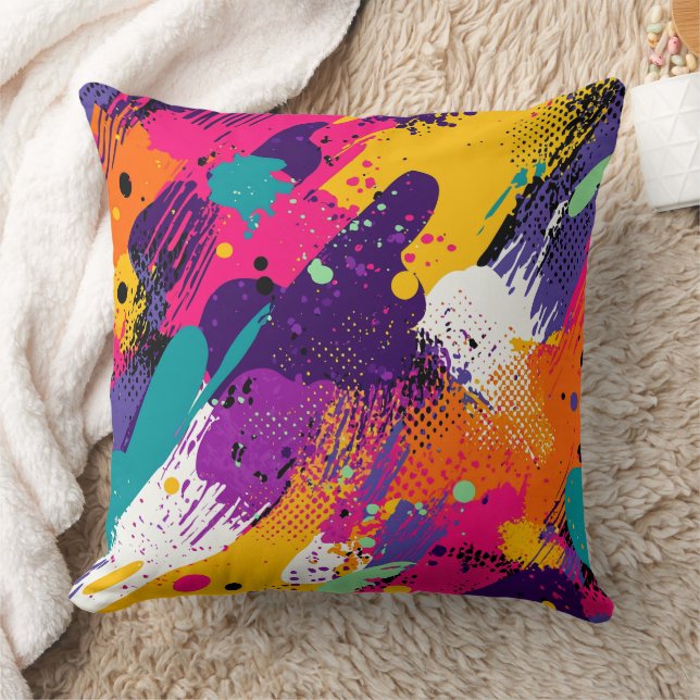 Abstract Colour Splash in Retro Comic Style (5) Throw Pillow (Blanket)