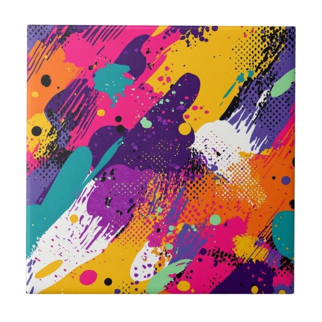 Abstract Colour Splash in Retro Comic Style (5) Tile (Front)