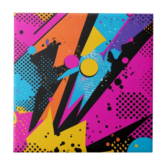 Abstract Colour Splash in Retro Comic Style Tile (Front)
