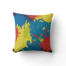 Abstract Colour Splash in Vibrant Hues Throw Pillo