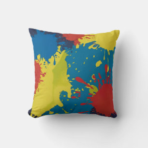 Abstract Colour Splash in Vibrant Hues Throw Pillo Pillow