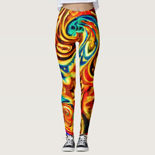 Abstract Colour Splashes Leggings (Front)