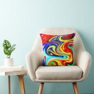 Abstract Colour Symphony Design Throw Pillow