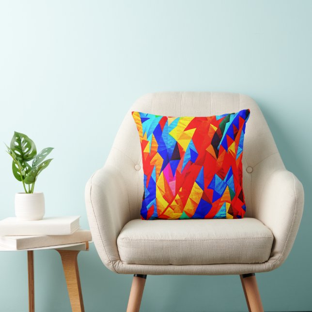 Abstract Colour Symphony Throw Pillow (Chair)