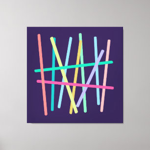 Abstract Coloured Lines Minimalist Canvas Print