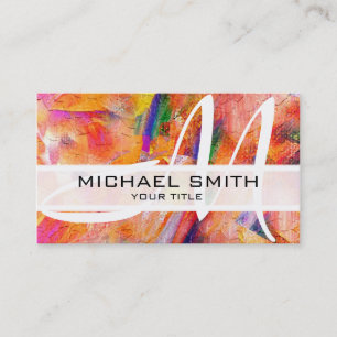 Abstract Coloured Modern Monogram #14 Business Card