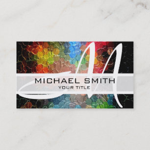 Abstract Coloured Modern Monogram #15 Business Card
