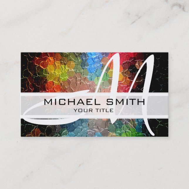 Abstract Coloured Modern Monogram #15 Business Card (Front)