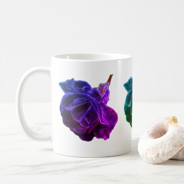 Abstract Coloured Roses  Coffee Mug (With Donut)