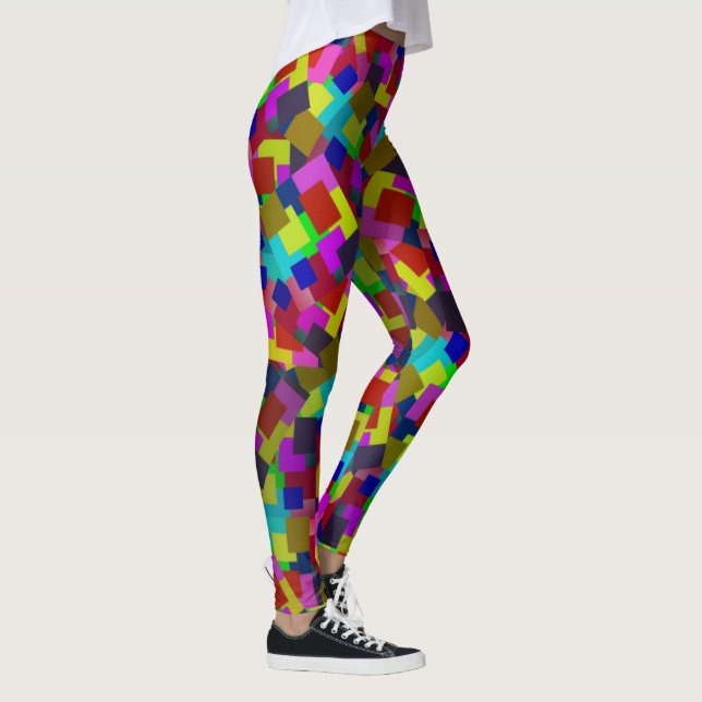Abstract Coloured Scattered Paper Pattern, Leggings (Right)