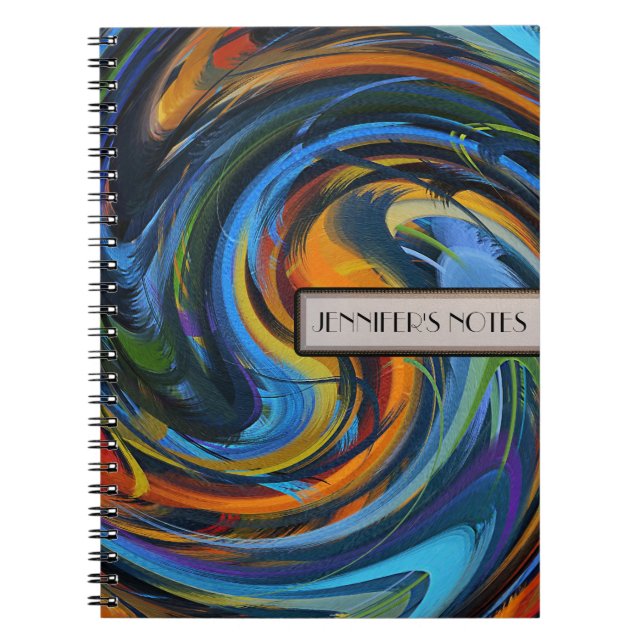 Abstract Coloured Swirl Art Background #2 Notebook (Front)