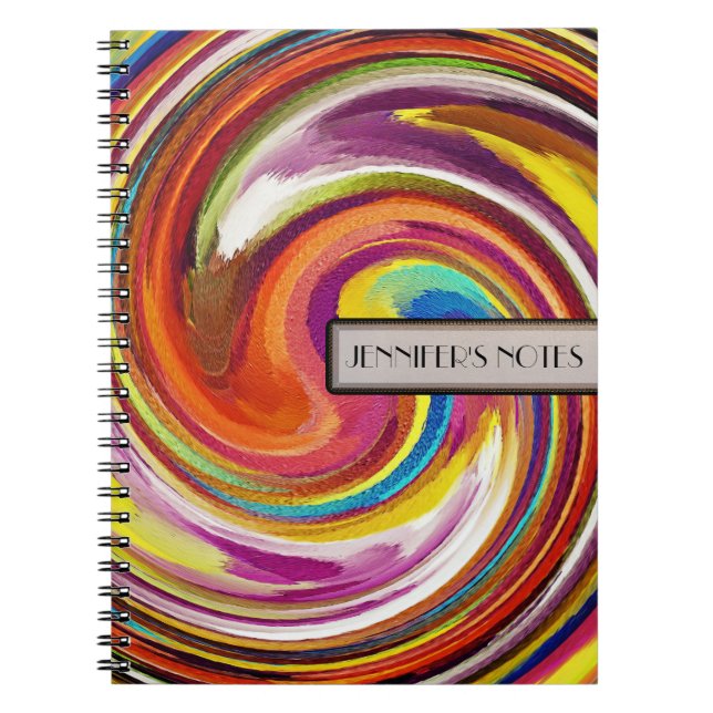 Abstract Coloured Swirl Art Background #4 Notebook (Front)