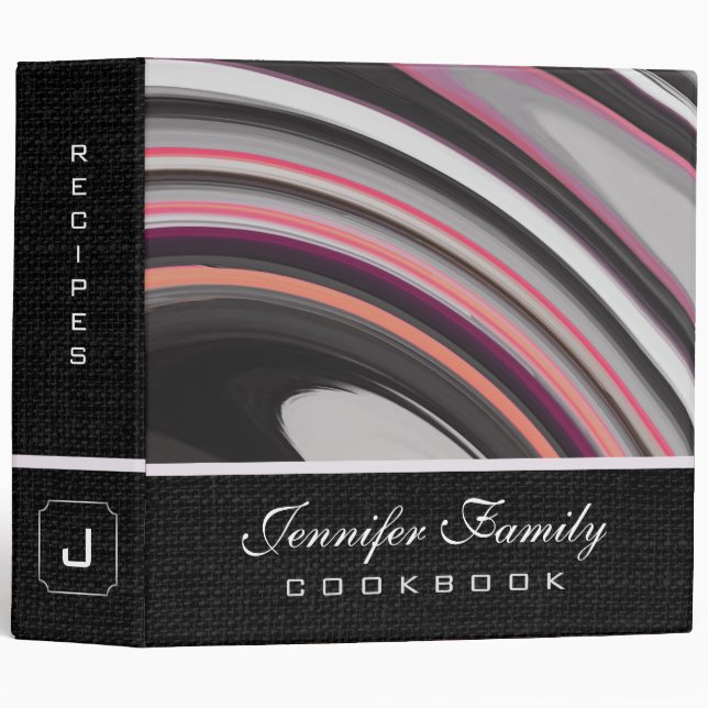 Abstract Coloured Swirl Cookbook Burlap Look #15 Binder (Front/Spine)