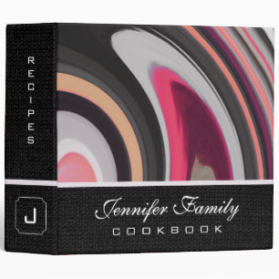 Abstract Coloured Swirl Cookbook Burlap Look #16 Binder
