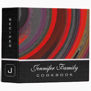 Abstract Coloured Swirl Cookbook Burlap Look #17 Binder