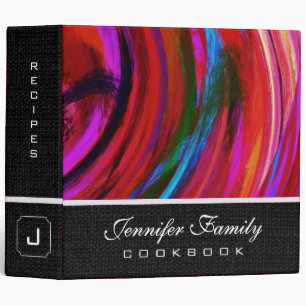 Abstract Coloured Swirl Cookbook Burlap Look #25 Binder