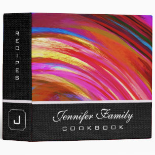 Abstract Coloured Swirl Cookbook Burlap Look #26 Binder