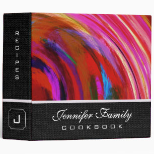Abstract Coloured Swirl Cookbook Burlap Look #27 Binder