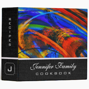 Abstract Coloured Swirl Cookbook Burlap Look #29 Binder