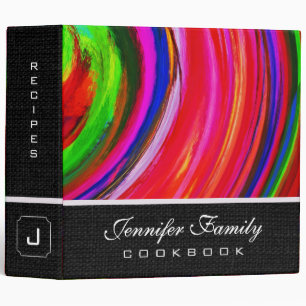 Abstract Coloured Swirl Cookbook Burlap Look #31 Binder