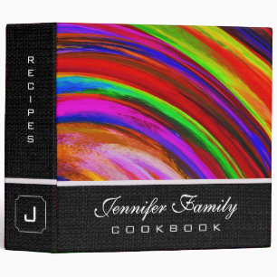 Abstract Coloured Swirl Cookbook Burlap Look #32 Binder