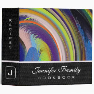 Abstract Coloured Swirl Cookbook Burlap Look #40 Binder