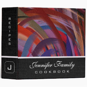 Abstract Coloured Swirl Cookbook Burlap Look #43 Binder