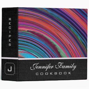 Abstract Coloured Swirl Cookbook Burlap Look #45 Binder