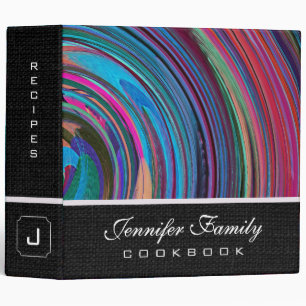 Abstract Coloured Swirl Cookbook Burlap Look #46 Binder