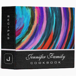 Abstract Coloured Swirl Cookbook Burlap Look #47 Binder