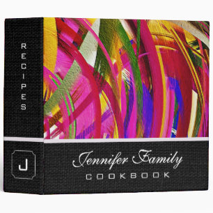 Abstract Coloured Swirl Cookbook Burlap Look #50 Binder
