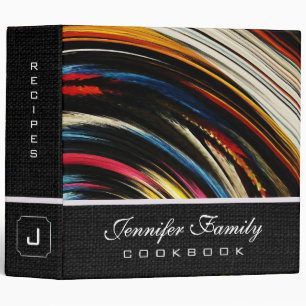 Abstract Coloured Swirl Cookbook Burlap Look #55 Binder