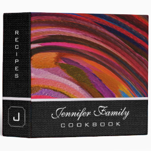 Abstract Coloured Swirl Cookbook Burlap Look #64 Binder