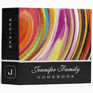 Abstract Coloured Swirl Cookbook Burlap Look #66 Binder