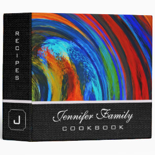 Abstract Coloured Swirl Cookbook Burlap Look Binder