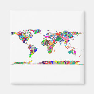 Abstract Coloured World Map 2 Magnet