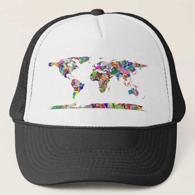 Abstract Coloured World Map 2 Trucker Hat (Front)
