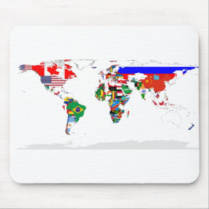 Abstract Coloured World Map Mouse Pad