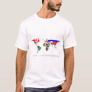 Abstract Coloured World Map T-Shirt