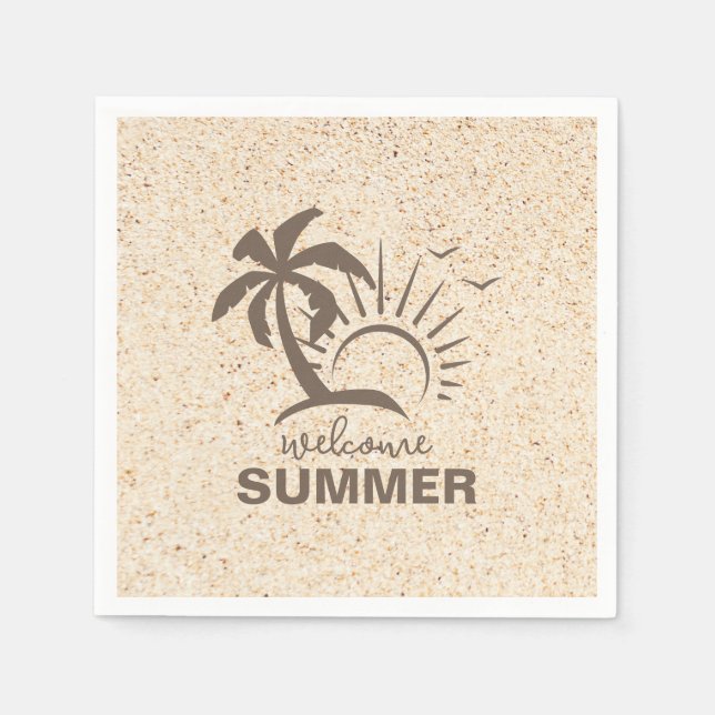 Abstract Colourful Aesthetic Modern Summer Beach Napkin (Front)