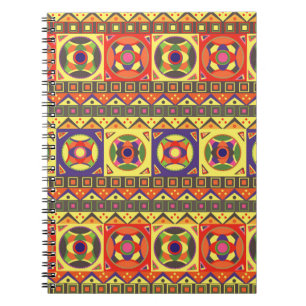 Abstract Colourful African Seamless Pattern with G Notebook