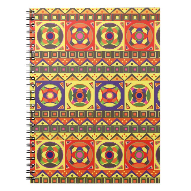 Abstract Colourful African Seamless Pattern with G Notebook (Front)