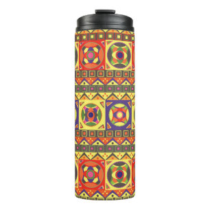 Abstract Colourful African Seamless Pattern with G Thermal Tumbler