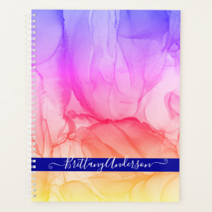 Abstract Colourful Alcohol Ink Art Business Planner
