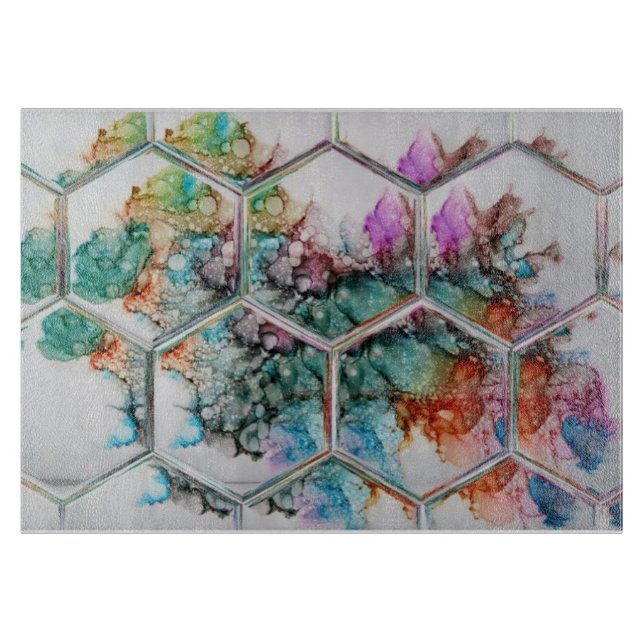 Abstract Colourful alcohol ink art   Cutting Board (Front)