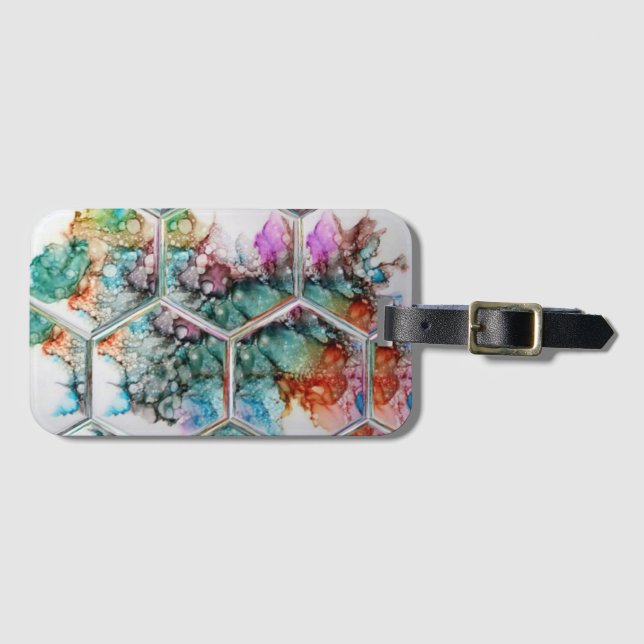 Abstract Colourful alcohol ink art Luggage Tag (Front Horizontal)