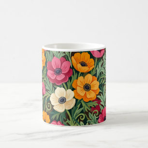 Abstract Colourful Anemone Butterflies Coffee Mug