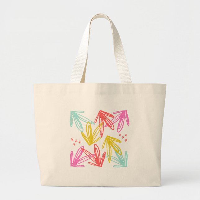 Abstract Colourful Arrow Pattern  Large Tote Bag (Front)