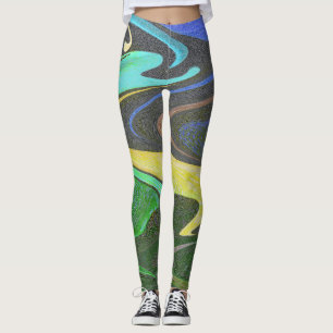 abstract colourful art fluid leggings